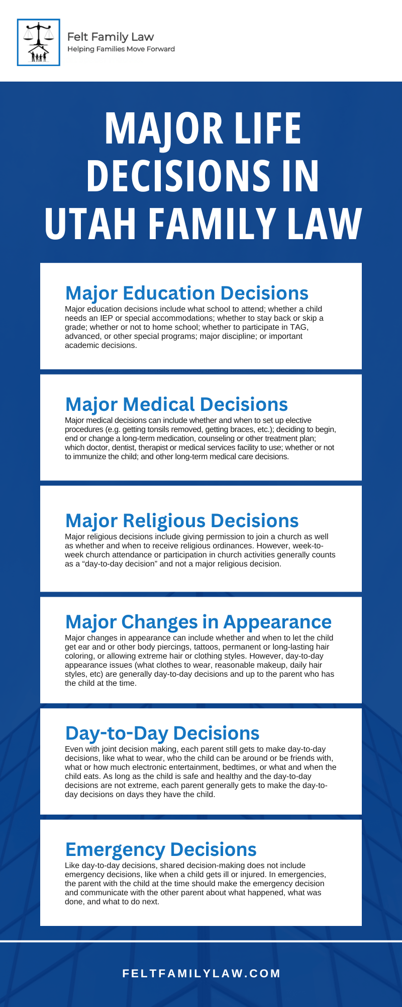 Major Life Decisions in Utah Family Law Infographic