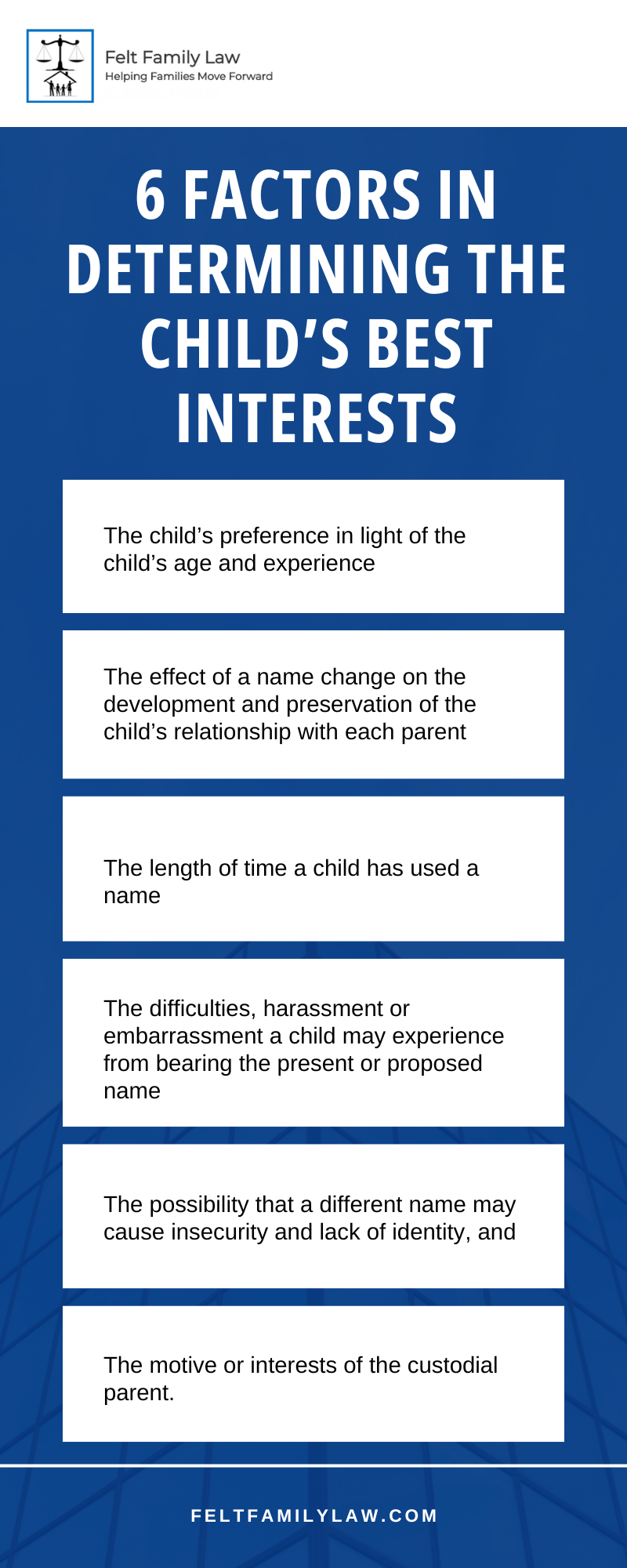 6 Factors in determining the child’s best interests infographic